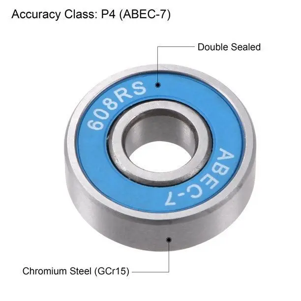608-2RS Ball Bearings ABEC-7 Blue For Skateboard Inline Roller Skates 4 Pack